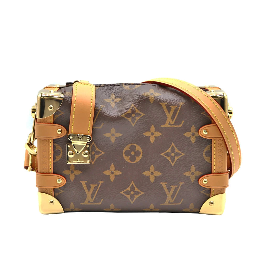 Louis Vuitton Side Trunk Monogram Shoulder Bag Canvas Leather Brown
